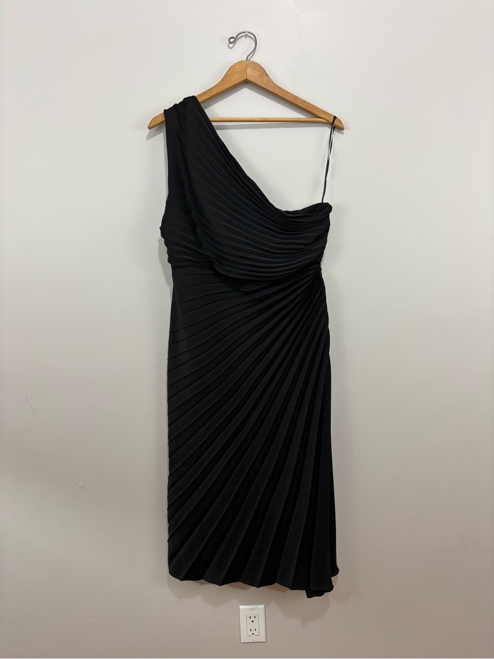 Banana Republic One-Shoulder Black Pleated Cocktail Dress